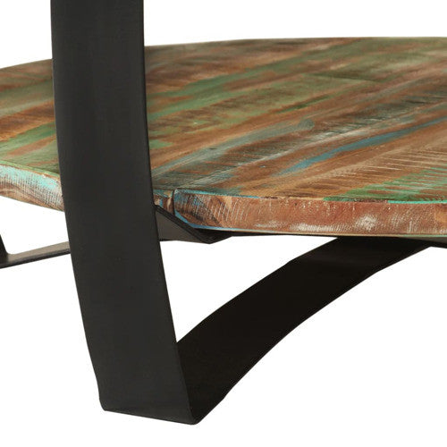 vidaXL Accent Table With Shelf, Solid Reclaimed Wood, 25.6"x12.6"