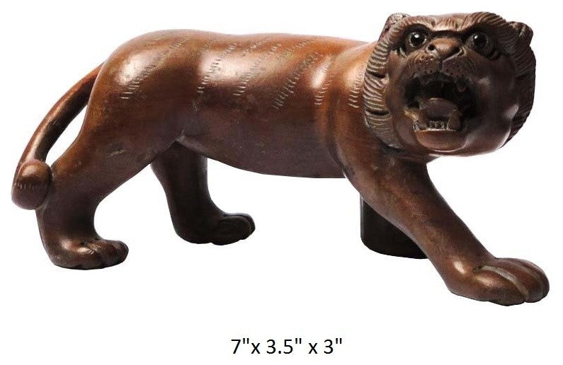 Handcrafted Boxwood Chinese Zodiac Lucky Feng Shui Tiger Figure hvs481