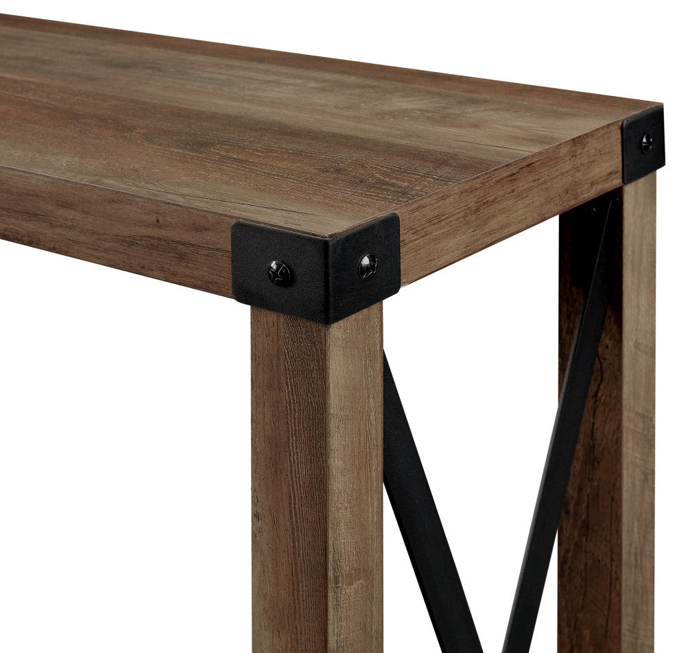 46" Urban Industrial Metal "X" Entry Table, Rustic Oak