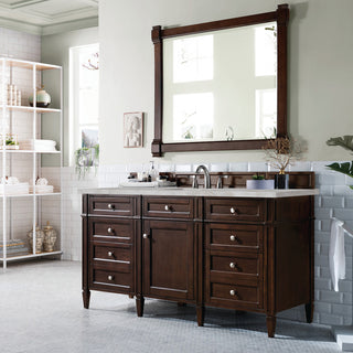 Brittany 60" Single Vanity, Burnished Mahogany, Victorian Silver Quartz