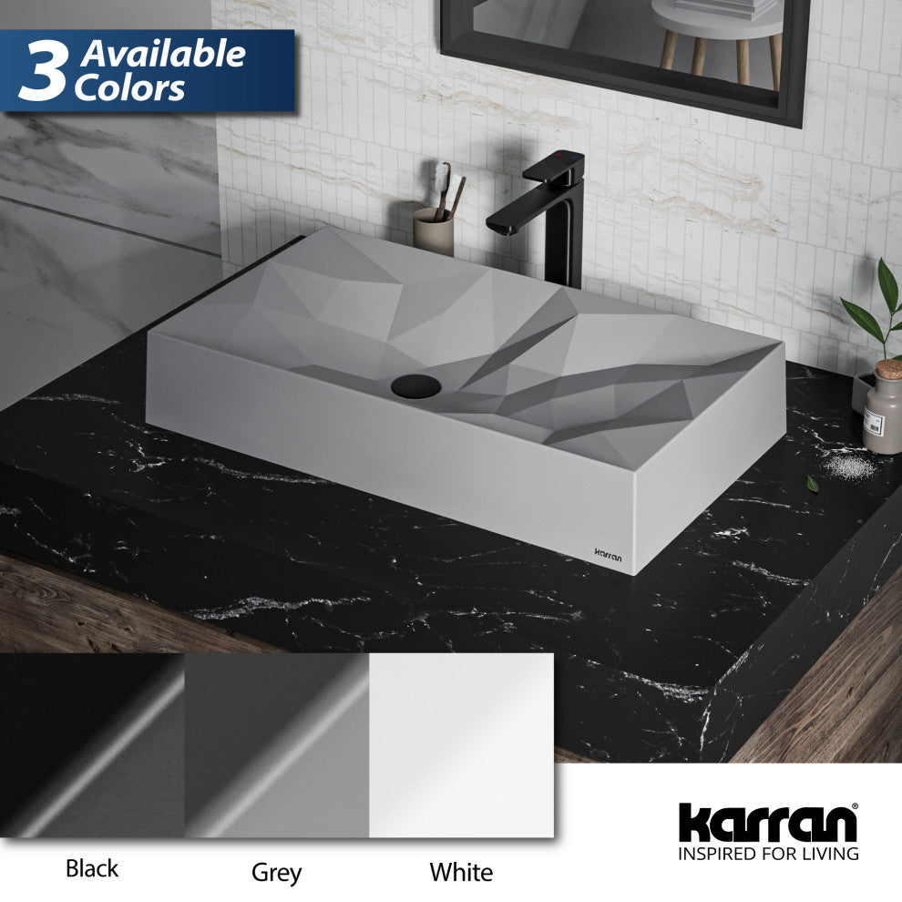 Karran Diamond SQS400 Quartz 28" Bathroom Vessel Sink, Grey
