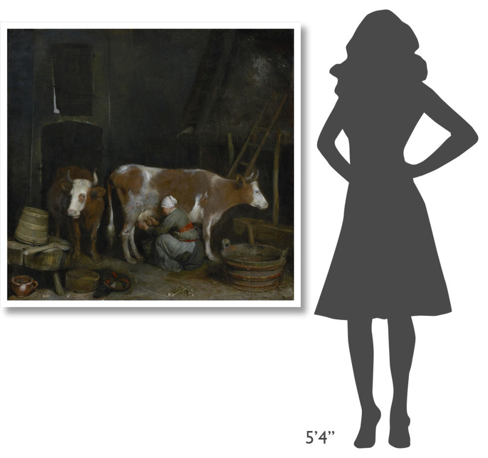 "A Maid Milking a Cow in a Barn" Print by Gerard ter Borch, 46"x44"