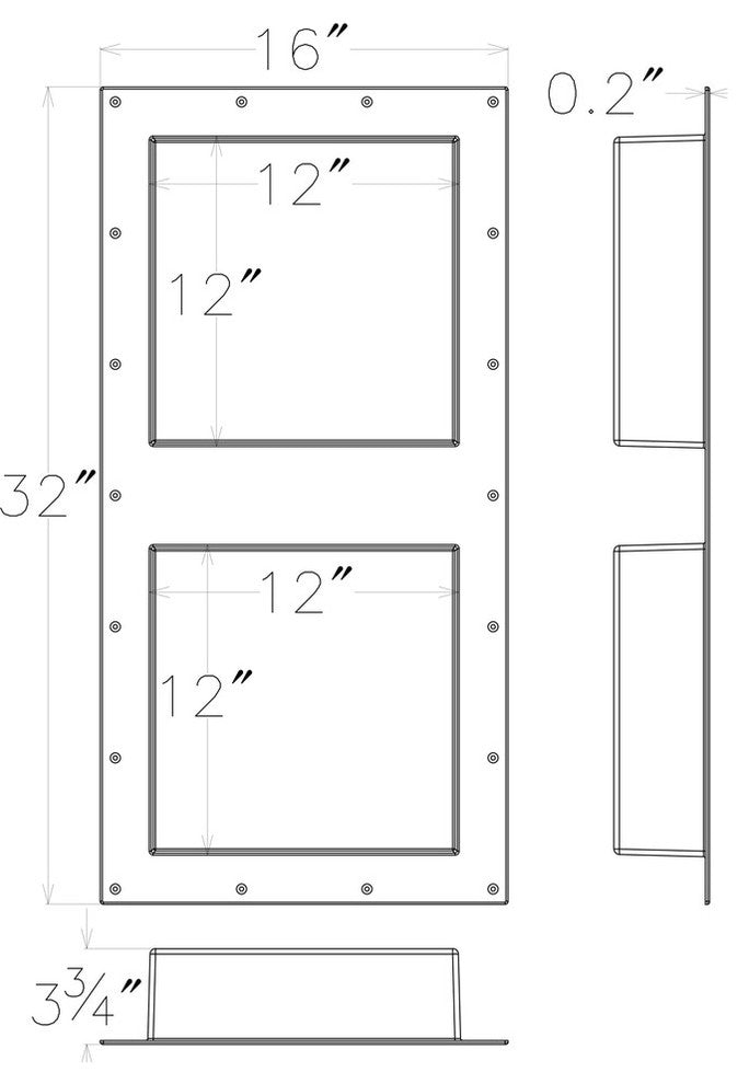 Rectangular Shower Niche Waterproof Double Shelve Bathroom Organizer, 32"x16"