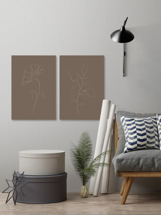 Leaves and Flower Diptych, 2-Piece Set, 8x12 Panels