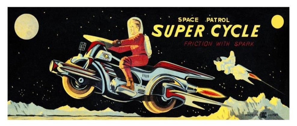 "Space Patrol Super Cycle" Digital Paper Print by Retrotrans, 32"x14"
