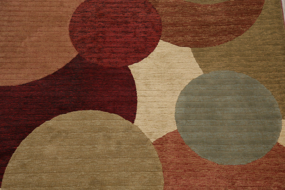 Modern Circles & Dots Carpet Transitional Turkish Area Rug, 10'10"x7'10