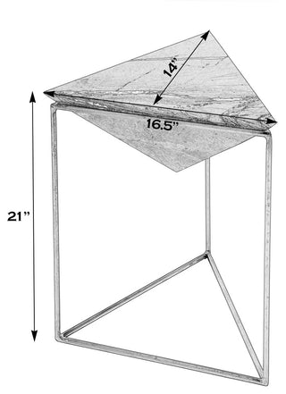 Addis 16.5 in. W Triangular Marble and Iron Pyramid Side Table