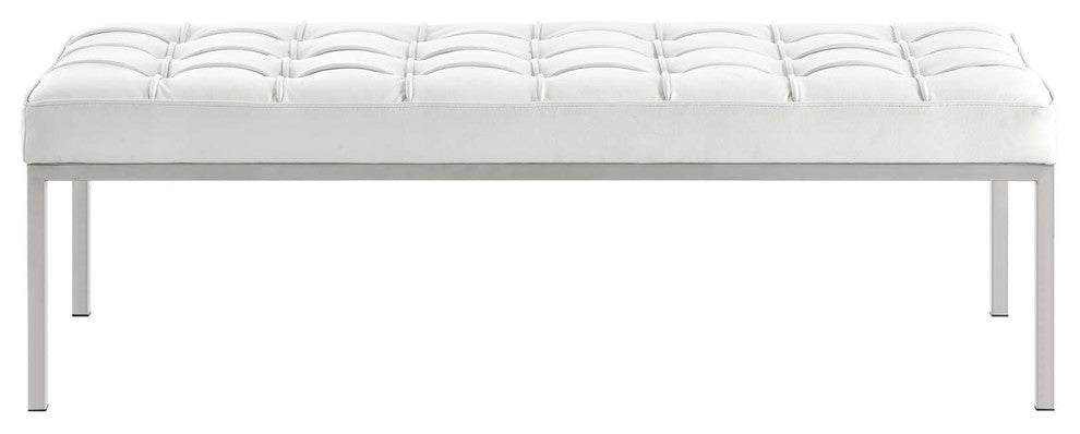 Modway Loft Leather Bench, White