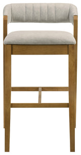 Landyn  Wood and Fabric Barstool, Gray, 30" Bar Height