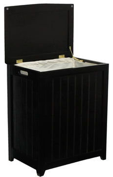 Mahogany Finished Rectangular Laundry Wood Hamper With Interior Bag RHP0109MH