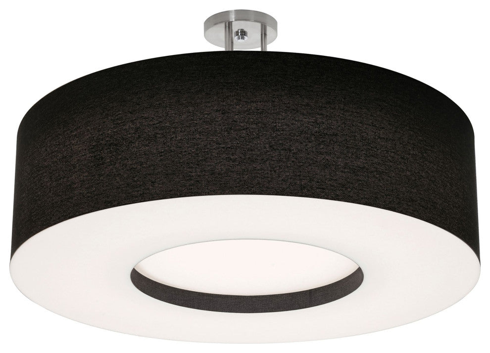 Montclair 30" LED Semi-Flush Mount, Satin Nickel Finish, Black Shade