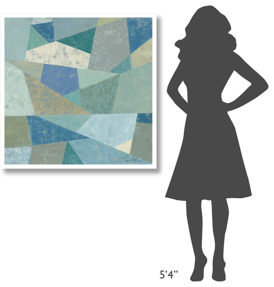 "Teal Geo Metric" Digital Paper Print by Silvia Vassileva, 38"x38"