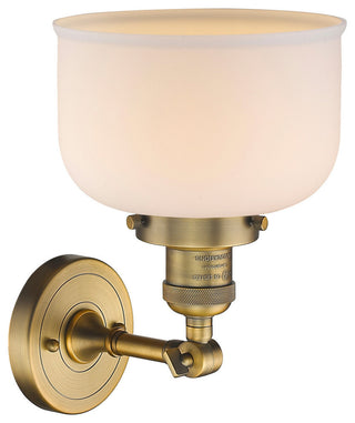 Large Bell 1-Light LED Sconce, Brushed Brass, Glass: Matte White Cased