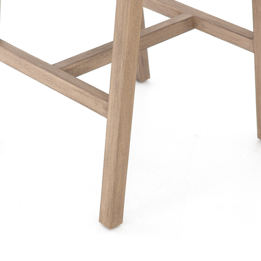 Delano Outdoor Stool Washed Brown, Fsc, Thick Grey Rope, Counter
