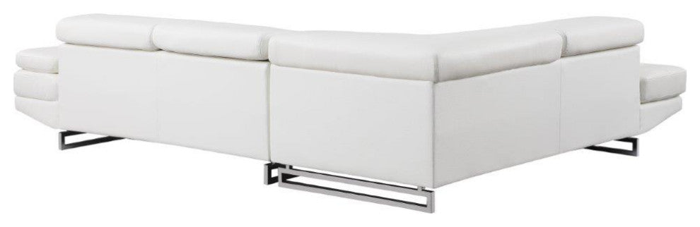Brooklyn White Leather Air Sectional Left Arm Facing