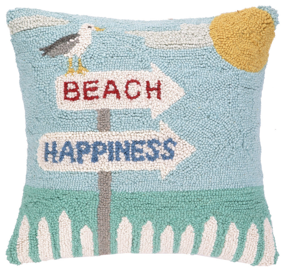 Beach Happiness Seagull Hook Pillow