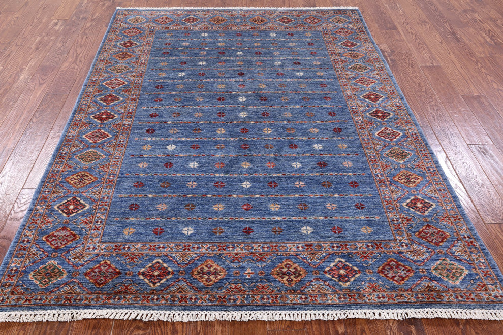 5' 10" X 8' 0" Hand-Knotted Khorjin Super Kazak Wool Rug Q10118