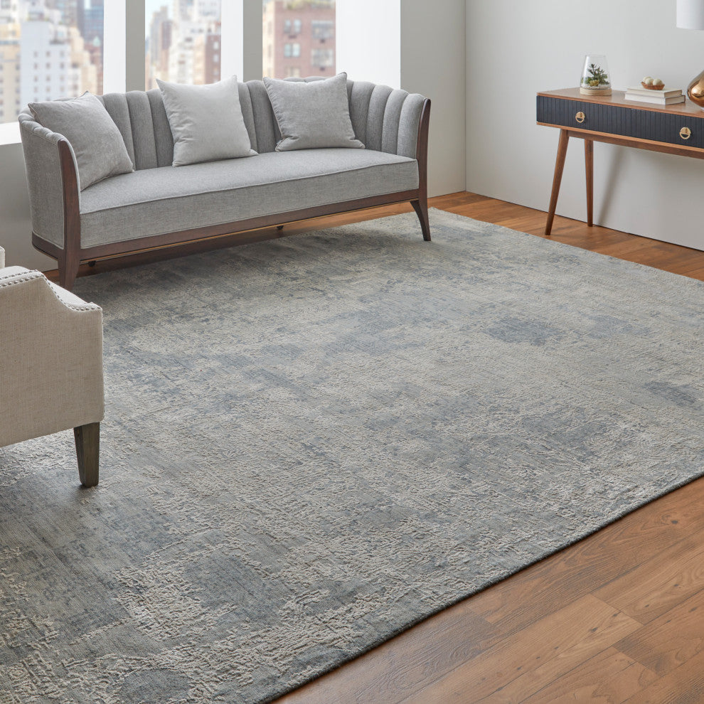 Kinton Modern Abstract, Silver/Gray, 10'x14' Area Rug