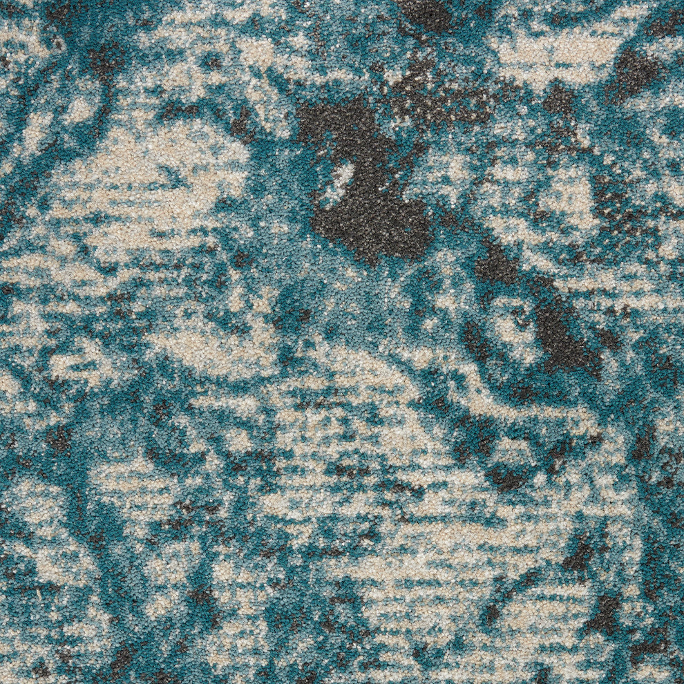 Nourison Maxell 9' x 12' Ivory/Teal Modern Indoor Area Rug
