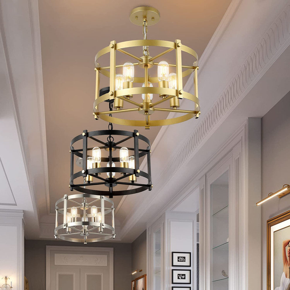 5 Light Farmhouse Chandelier Industrial Hanging Pendant Light Fixture