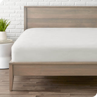 Bare Home Flannel Fitted Bottom Sheet, White, King, Single Sheet