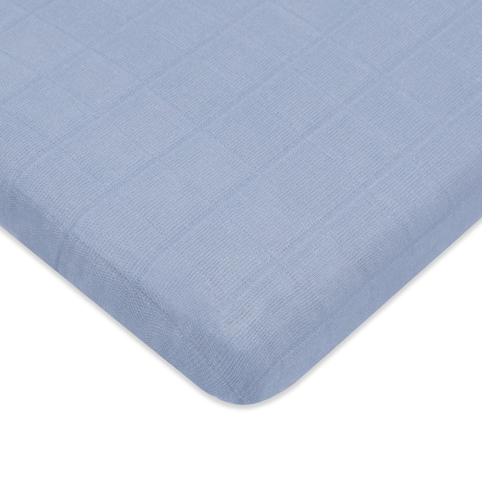 All-Stages Midi Crib Sheet, GOTS Certified Organic Muslin Cotton, Dewdrop