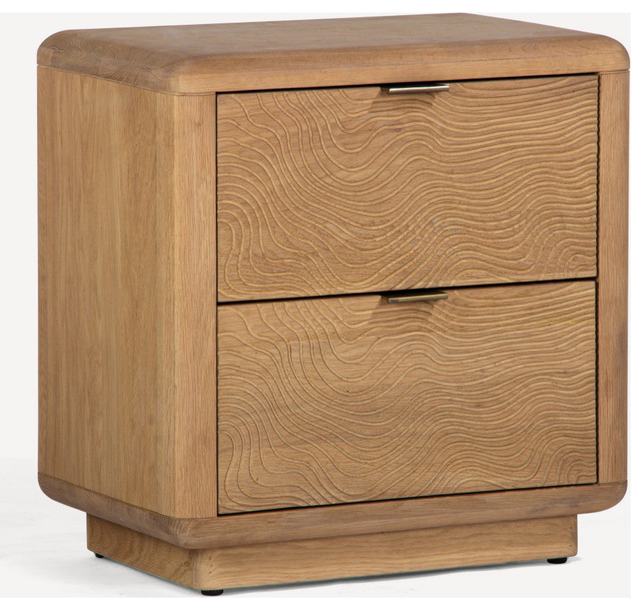Textured Solid Oak Nightstand