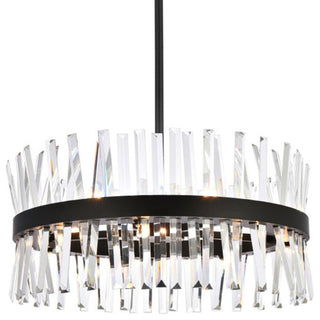 Elegant Lighting 6200D25 Serephina 14 Light 25"W Crystal Drum - Black