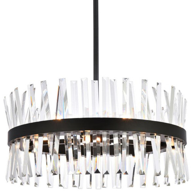Elegant Lighting 6200D25 Serephina 14 Light 25"W Crystal Drum - Black