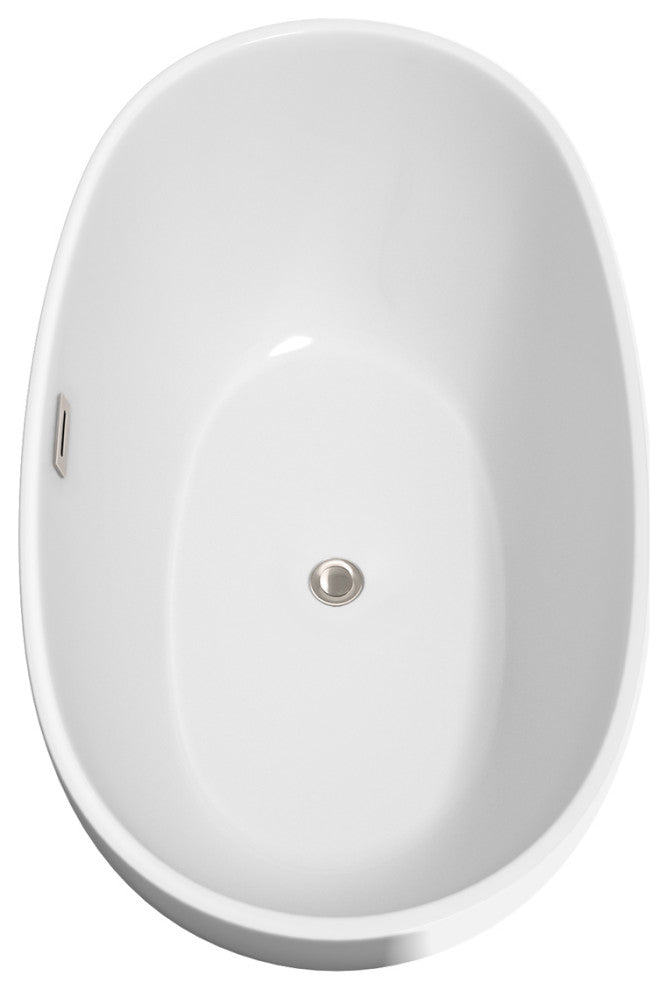 Juno Freestanding Bathtub, Brushed Nickel Trim, 59", Faucet in Brushed Nickel