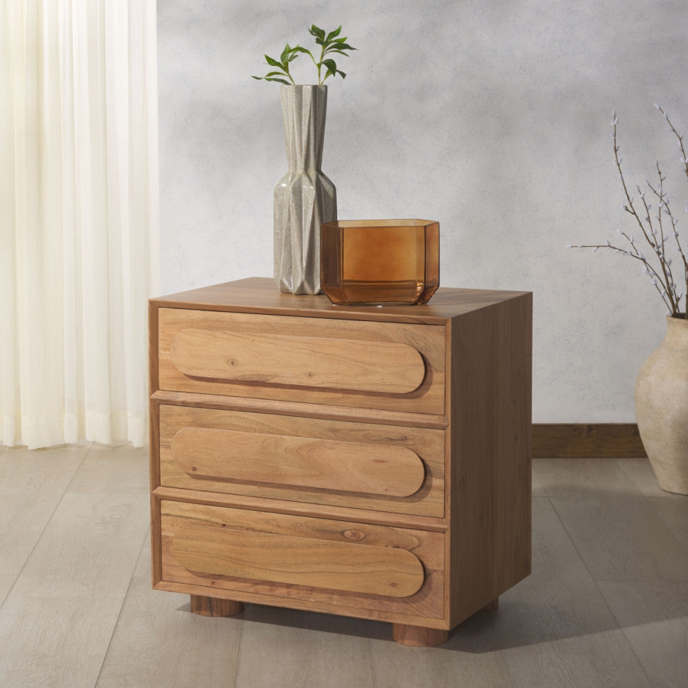 Safavieh Couture Lesliette 3 Drawer Nightstand, Natural