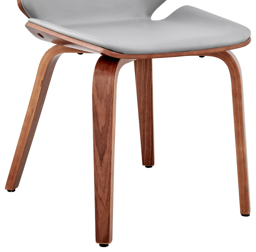 Brinley Gray Faux Leather and Walnut Wood Dining Room Accent Chair