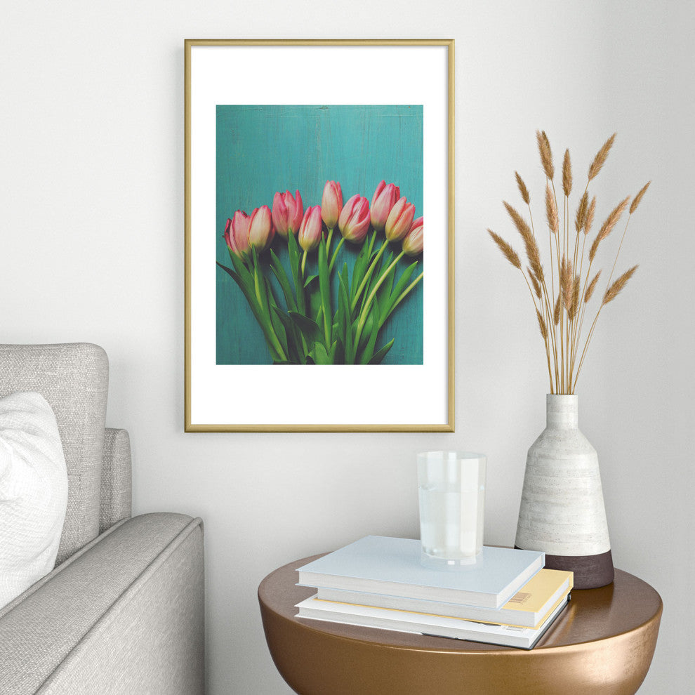 Olivia St Claire Lovely Pink Tulips Metal Framed Art Print