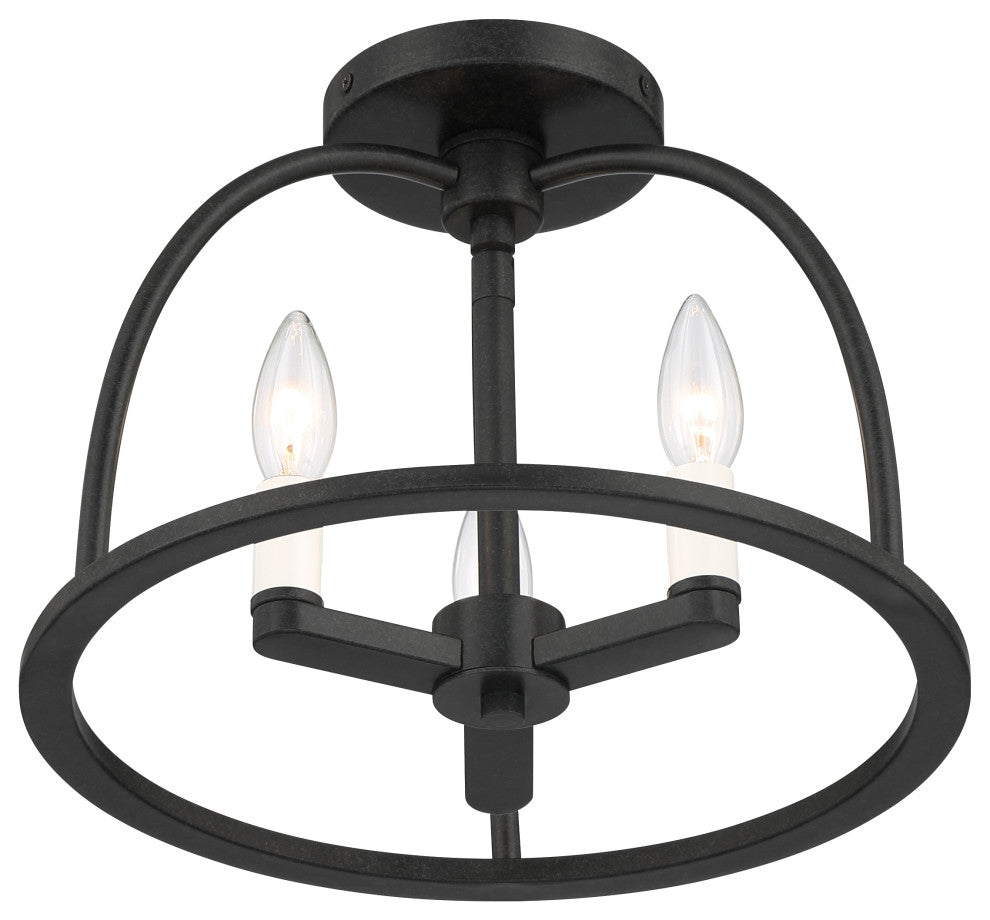 Abbott Three Light Ceiling Mount in Black