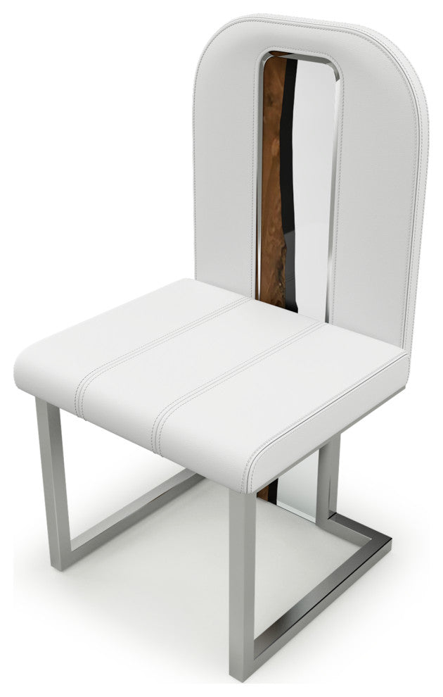 Atrani Dining Chair, White Top and Chrome Base, 6 Pieces