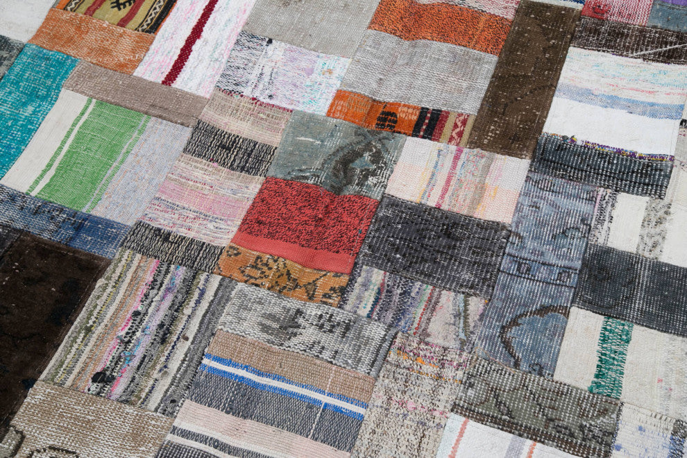 Rug N Carpet - Handmade Anatolian 6' 6'' x 9' 11'' Tribal Patchwork Kilim Rug