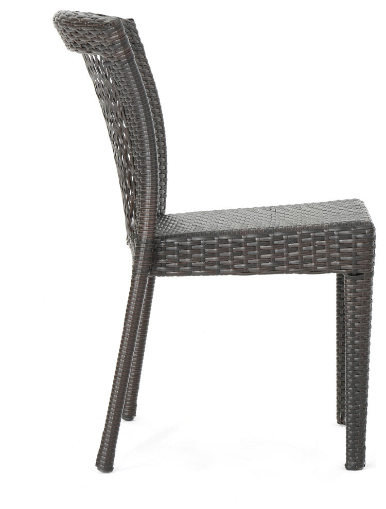 GDF Studio 5-Piece Radley Outdoor Multi-Brown Wicker Dining Set