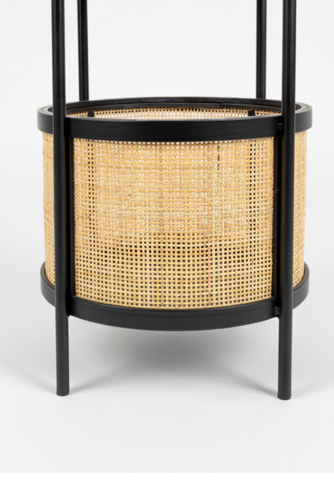Rattan Accented Side Table | DF Makoto, Black