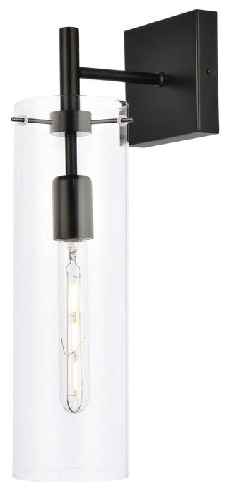 Seren 1-Light Wall Sconce, Black/Clear