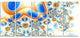 Yellow Blue Exotic Pattern, Abstract Wall Art Canvas, 60"x28", 5 Panels