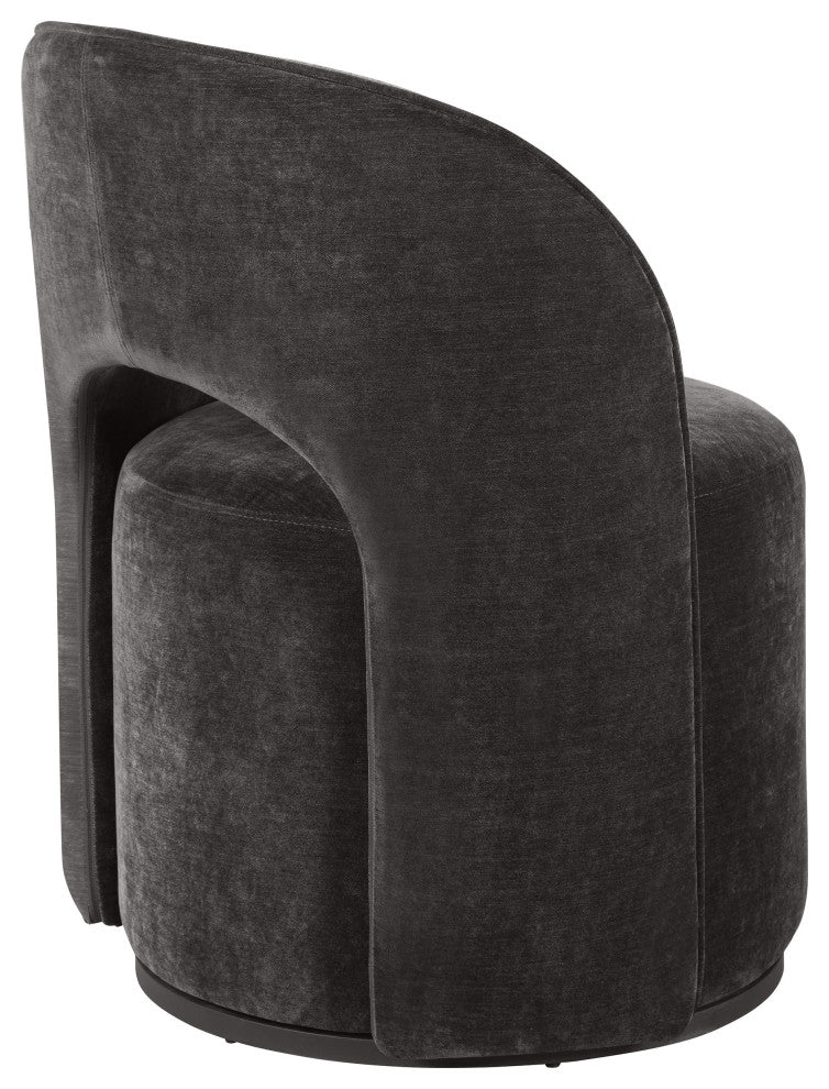 Harjo Velvet Upholstered Swivel Accent Chair Charcoal Grey