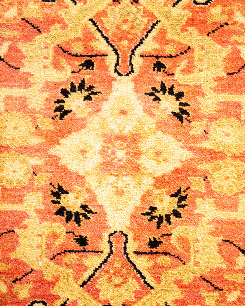 Wundwin One-of-a-Kind Hand-Knotted Runner Orange, 2'8"x12'1"
