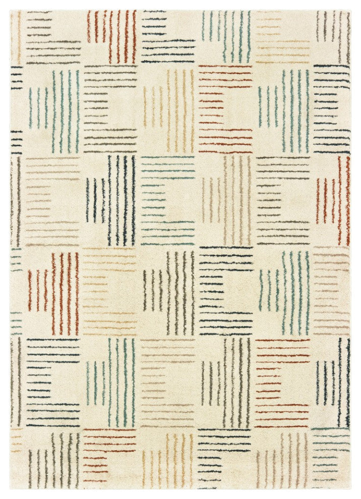 5' X 7' Ivory Multi Neutral Tone Scratch Indoor Area Rug