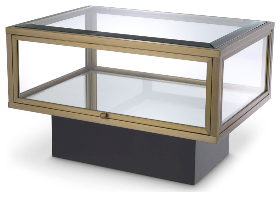 Brass Framed Glass Side Table, Eichholtz Ryan