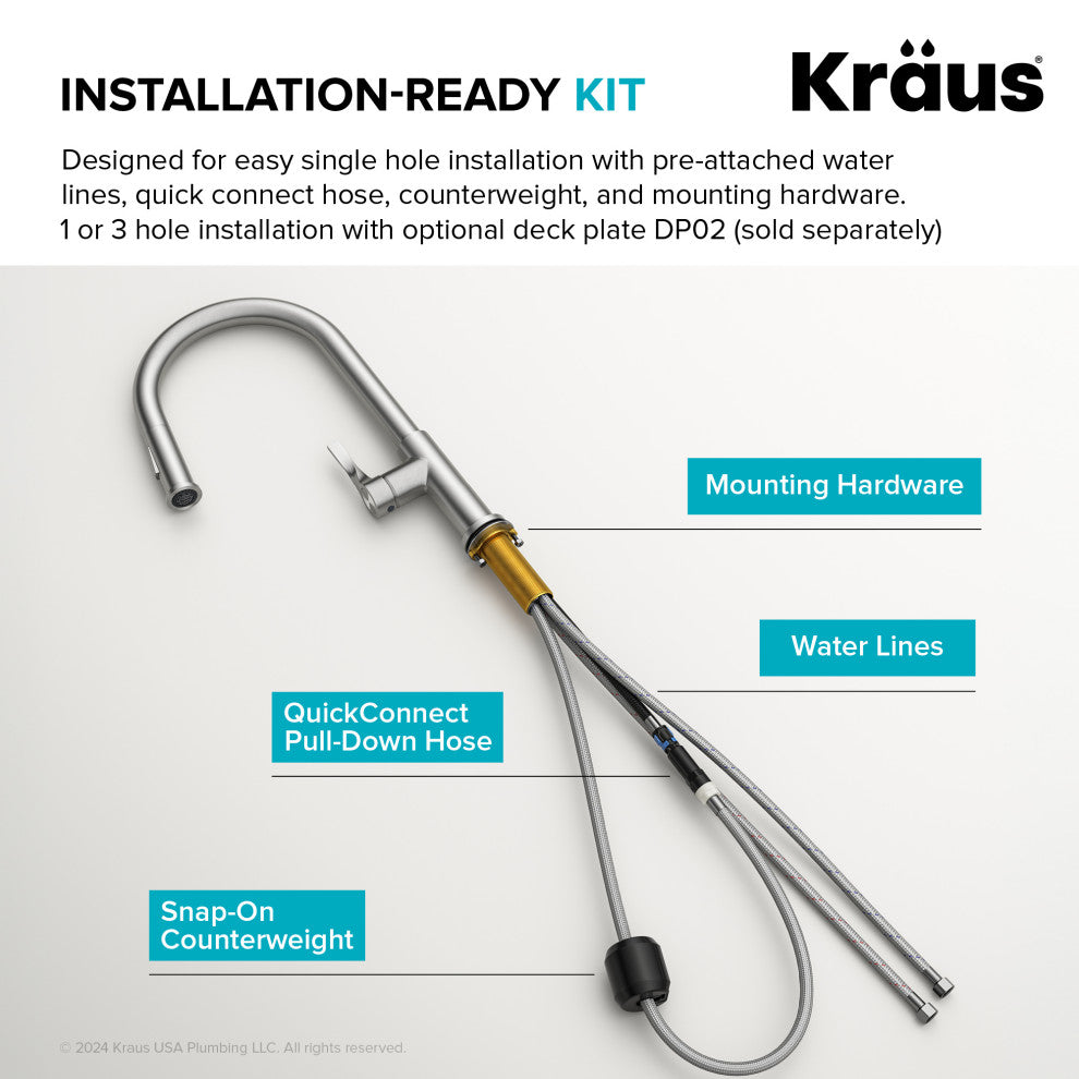 KRAUS Torak 2-Function Single Handle Pull Down Kitchen Faucet SFBB