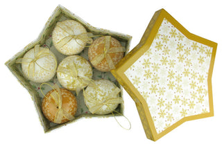 Snowflake Tree Shatterproof Christmas Ball Ornaments, Brown/White, 6-Piece Set