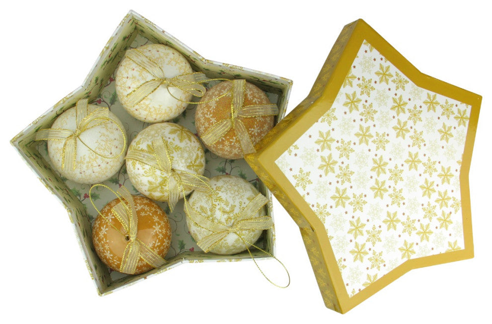 Snowflake Tree Shatterproof Christmas Ball Ornaments, Brown/White, 6-Piece Set