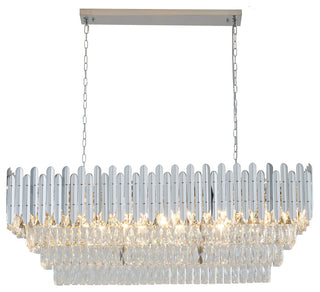 14-Light Chrome Stainless Steel Chandelier With Clear Crystal