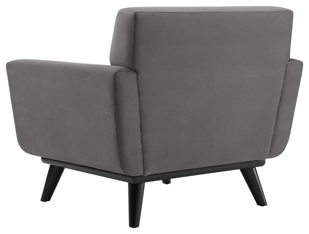 Tufted Armchair Accent Chair, Velvet, Gray, Modern, Lounge Hospitality