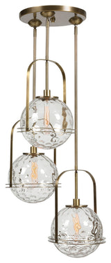 Uttermost 21541 Mimas 3 Light 24"W Shaded Multi Light Large - Antique Brass